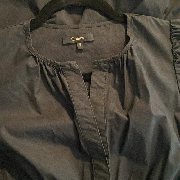 QUINCE 100% Organic Cotton Poplin Tiered Maxi Dress Black Size Small - Picture 7 of 14